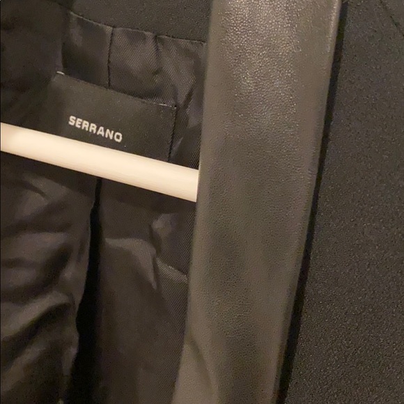 SERRANO Black Blazer with Leather Collar - Picture 4 of 7